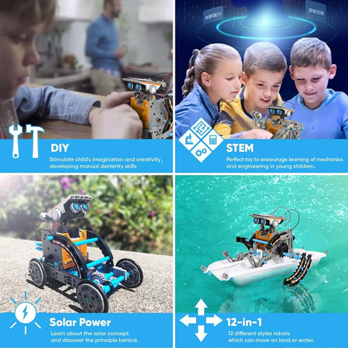 Sillbird STEM 12-in-1 Education Solar Robot Toys for Boys Ages 8-13, DIY Building Kit