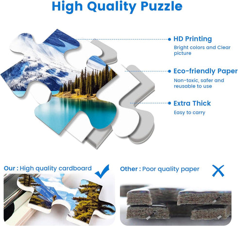 2 Pack Puzzles for Adults 1000 Pieces - Hawaii Beach & Moraine Lake Difficult Jigsaw Puzzles for Family Friends