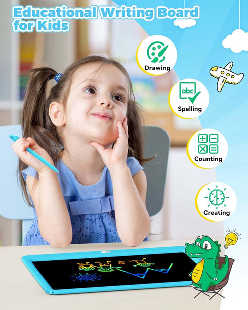 KOKODI 15 Inch LCD Writing Tablet with Anti-Lost Stylus, Erasable Doodle Board for Kids, Colorful Toddler Drawing Pad,