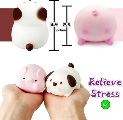 ZTATU (2-Pack) Squishy Dogge & Piggy Stress Balls for Kids Squishy Fidget Toys Sensory Stress Toys, Stress Dough Ball