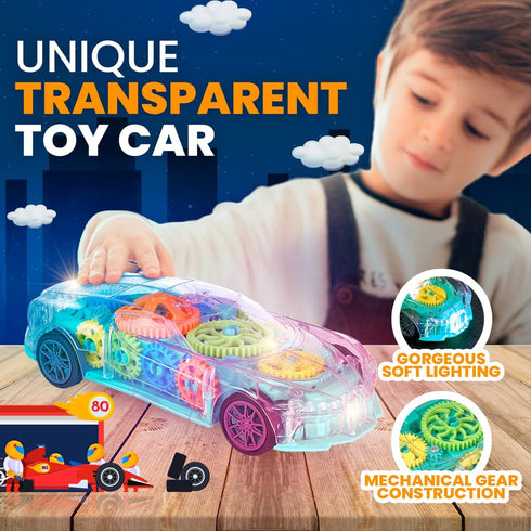 3-5 Playbees Light-Up Transparent Car with Remote Control, Toys for Autistic Kids Ages Sensory Activity for Kids