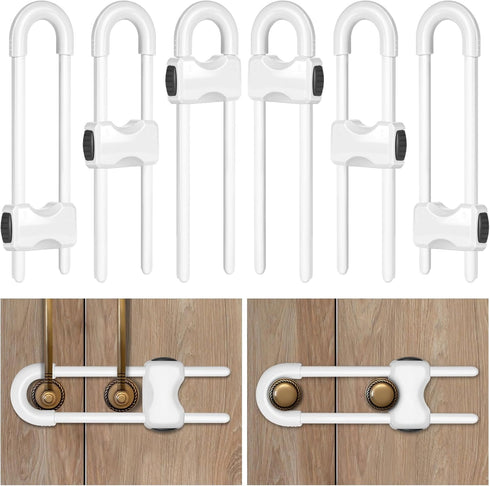 Cabinet Locks Baby Proofing,Child Proof Cabinet Locks,6 Pack Adjustable U Shaped Baby