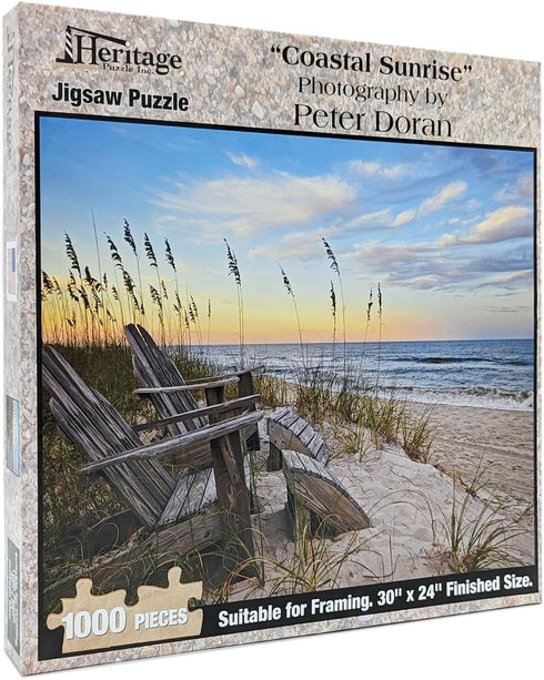 Heritage Puzzle Coastal Sunrise Beach Ocean Jigsaw Puzzle for Adults 1000 Pieces,