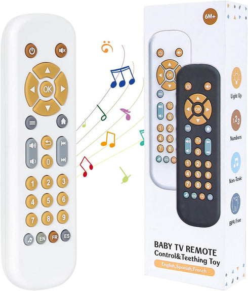 Orzbow Baby Remote Control Toy with Music and Realistic Light for 6 Months+, BPA Free, White, Infant Play
