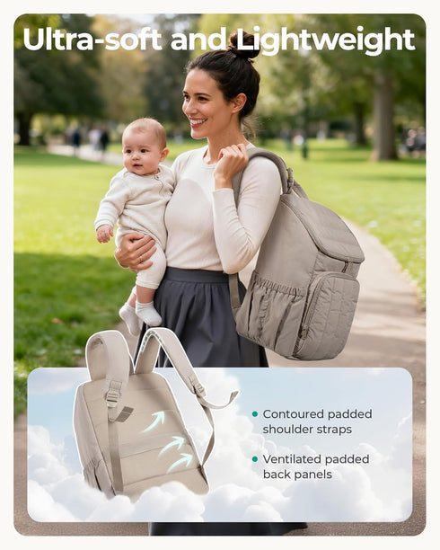 Backpack, Backpack BAGSMART Diaper Bag Large Baby Diaper Bag, Quilted Puffy Baby Bag for Mom with Quick-access