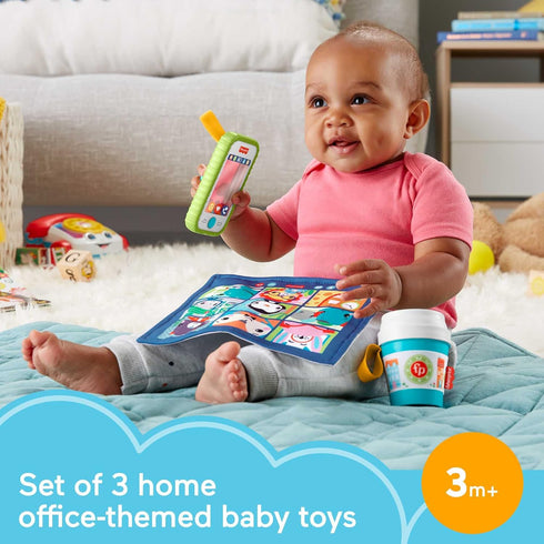 Set, 3 3 Fisher-Price Work From Home Toy take-along baby toys and teether for infants ages months and up