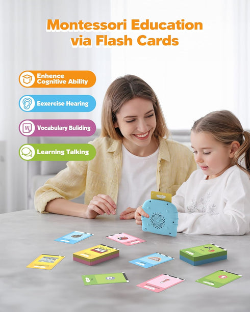 510 Words Talking Flash Cards for Toddler 1-4 Year Olds, Language Learning Toys, Pocket Speech Therapy Toys