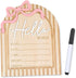 QFGasre Wooden Hello Worlds Newborn Signs 6.9 Inch Baby Announcement Sign 3D Pink