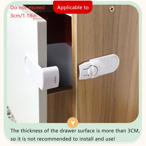 UtySty 4 Pack 90 Kitchen Cabinet Locks Baby Proofing Adhesive Degree Right Angle Drawer Locks Latches Child Safety Baby