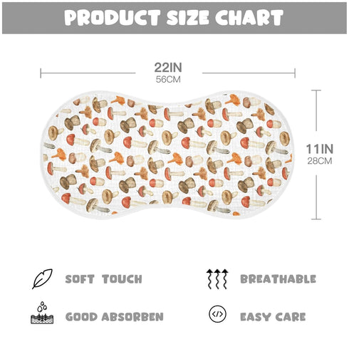 KICPOAY 2 22 11 Inch Muslin Baby Burp Cloths, Forest Mushroom Muslin Baby Bibs Rags Comfy Soft Absorbent in for Newborn