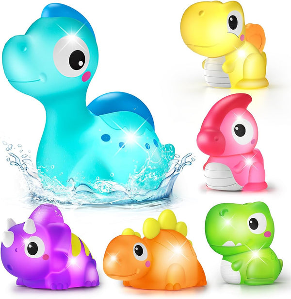Light Up Bath Toys for Kids Ages 1-3, Dinosaurs Water-Activated Toys, Bathtub