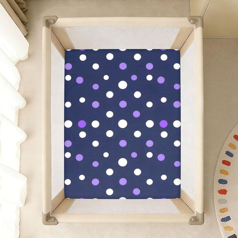 CZXW 52" 28" Polka Dots Purple White Crib Sheets Fitted x Natural Cotton Soft & Breathable for Baby Crib Mattress