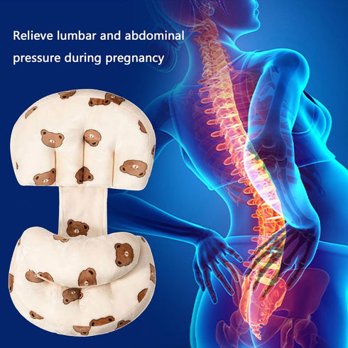 Detachable Body Pillow with Bear Print - Adjustable Maternity Support