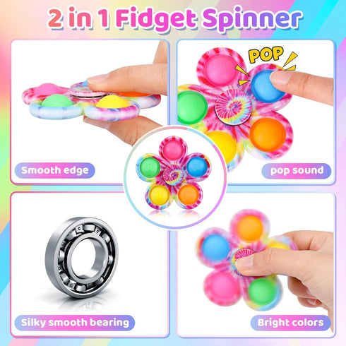 24 4-8, Gigilli Pcs Pop Fidget Spinner Bulk Easter Basket Stuffers for Kids Classroom for Kids Mini Sensory Fidget Toys