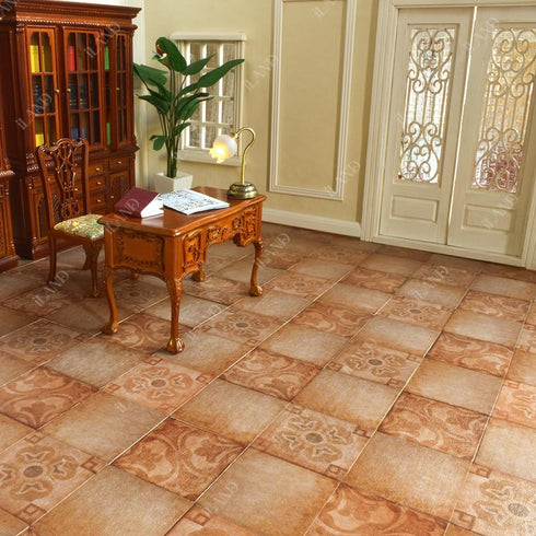 iLAND Dollhouse Flooring - 1/12 scale, 1/6 scale, 30pcs Double-Sided Dollhouse Floor Tiles, Classical Inlays & Marbling