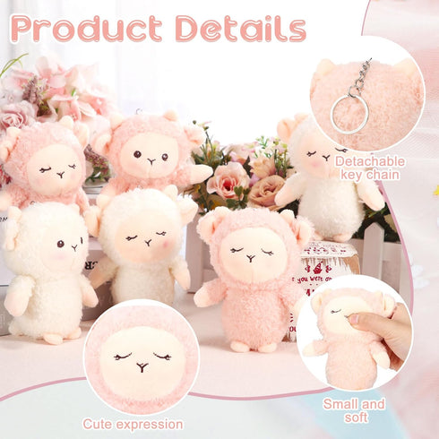 12 Pcs Cute Lamb Plush Bulk, 4.7 Inch Mini Sheep Stuffed Animal Keychain for Birthday Baby Shower Gifts