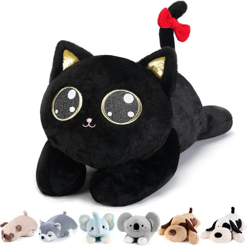 meowtastic Black Cat Weighted Stuffed Animal - 22 Inch 4.5 Pounds Plush Kitten, Cute Gifts for Kids & Adults