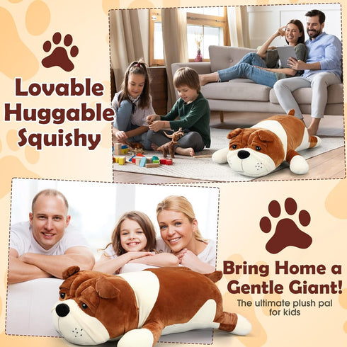 Vertintong 39.4" Soft Dog Plush - Huggable Stuffed Animal Pillow for Kids Birthday Gift - Large Cuddle Puppy Toy