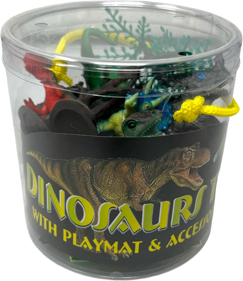 WARM FUZZY Toys Kids Tub of 7 Realistic Dinosaur Figurines, Engaging Educational Playtime for Ages 3+