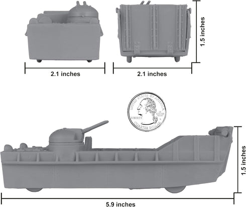 BMC Classic Marx Landing Craft - 4pc Gray Plastic Army Men Boat Vehicles