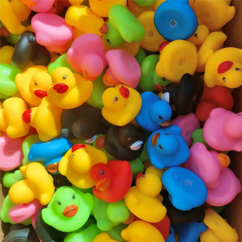 DZTIAN 12 (12) Pcs Multicolored Mini Multicolor Rubber Ducks Baby Bath Ducky Bathtub Pool Squeaky Little Duck Toys
