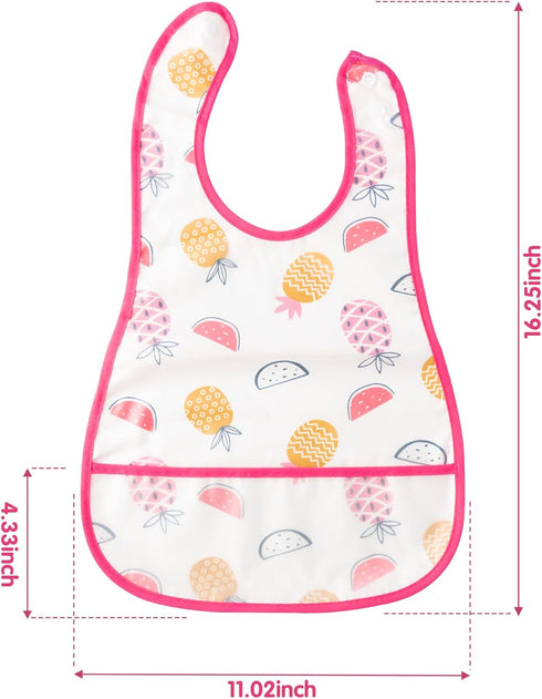 R HORSE 5Pcs Baby Bibs Set Toddler Bibs with Crumb Catcher Pocket & Snap Button Waterproof Baby Feeding Bibs for 6-24 Months