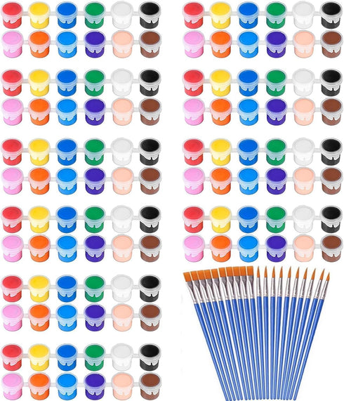 140 Pcs Mini Acrylic Paint Set for Kids, 12 Colors Washable Paint Strip with 5 Paint Tray for Kids & Adults Craft