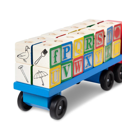 Melissa & Doug Educational Toy Wooden Truck Alphabet Blocks