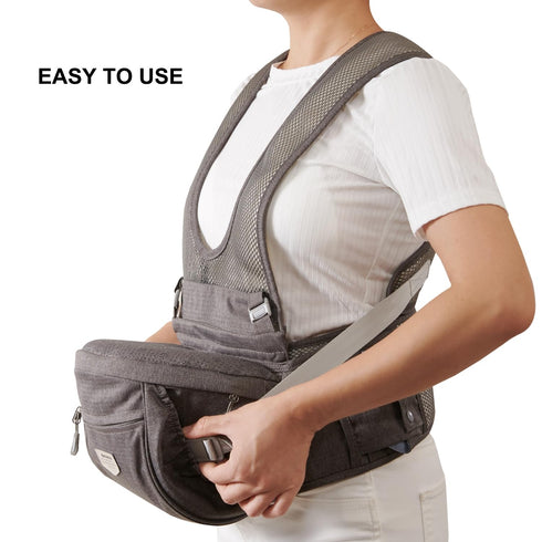 SUNVENO Toddler Hip Seat Carrier with Shoulder Straps, Open Front Baby Carrier with Waist Seat, Ergonomic Design