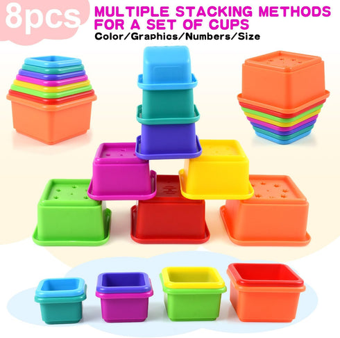 6+ Baby Stacking Nesting Cups Toy, Montessori Toys for Toddlers Months