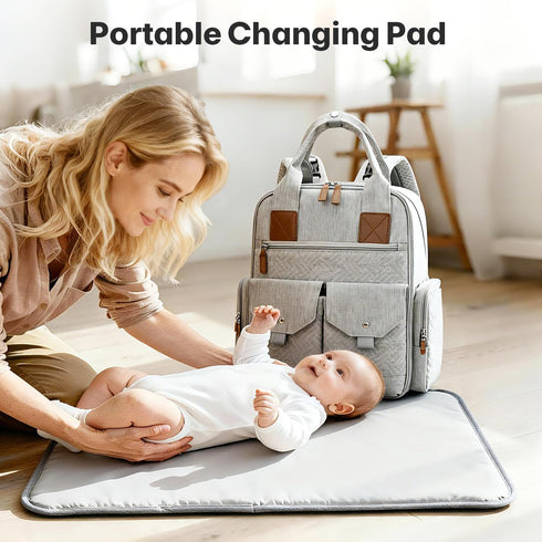 Backpack 4 JSTPRO Diaper Bag - Large Diaper Bag with Portable Changing Pad as Baby Shower Gifts, Lightweight Waterproof