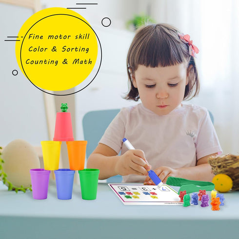 Bmag Counting Bears with Matching Sorting Cups - Preschool Math Learning Game for Kids Age 3-5
