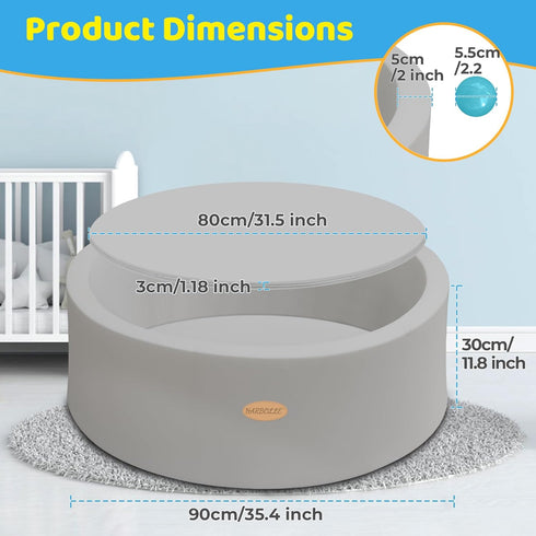 35.4" HARBOLLE Baby Ball Pit Soft Round Memory Foam Ball Pits NOT Included Balls Indoor Outdoor Playpen for Babies