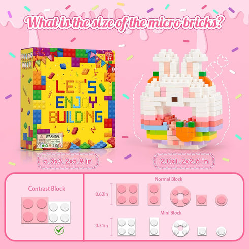 10 Pack Set, 14+ HIGH GODO Animal Party Favors Building Blocks, Mini Food Animals Building Goodie Bag Stuffers