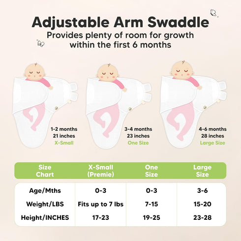 3-Pack 0-3 Organic Swaddles for Newborns, Baby Sleep Sacks Months - Baby Swaddle Wrap, Newborn Wearable Blanket, Infant