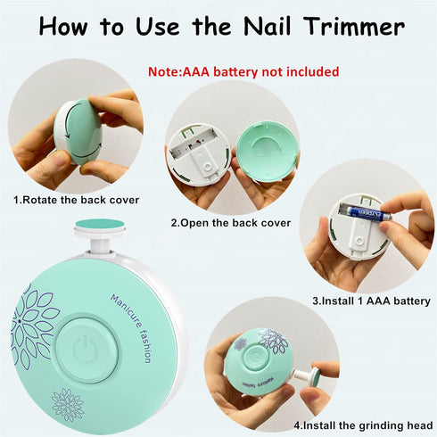 Trimmer Set 2-Pack 6 Baby Nail for Newborn, Electric Nail File Bundle with Grinding Heads, Quiet Baby Nail Grinder Kit