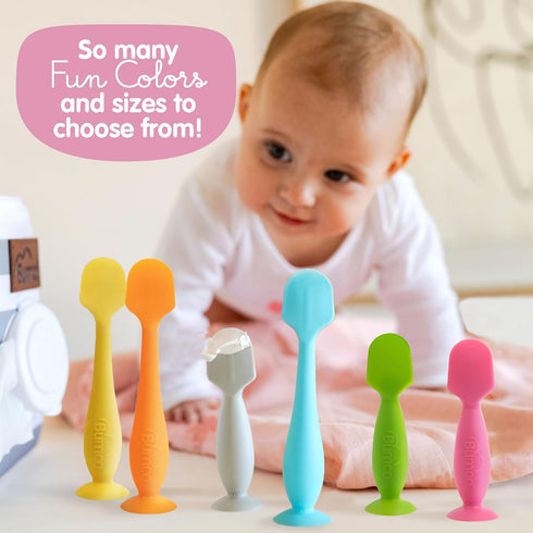 Bumco Baby Bum Brush + Mini Baby Diaper Cream Spatula with Case, BPA-Free Silicone Applicator with Suction Cup (Blue &