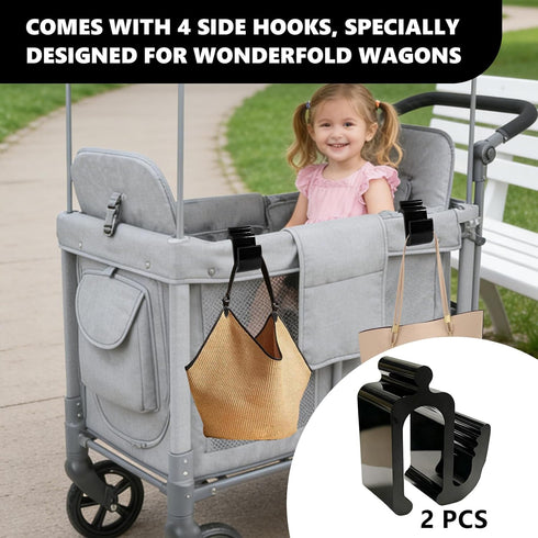 30kg (2PCS) Universal Wagon Accessories, Upgraded Side Hooks with Load Capacity - Sturdy Stroller Hooks & Space-Saving