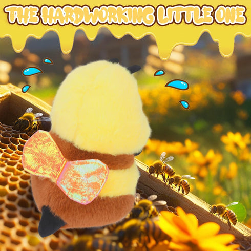 RHHSSE Partners(8 inch) Chubby Smiling Bee Plush, Lucky Soft Bumblebee Plush Toy, Cute Bee Stuffed Animal, The Best
