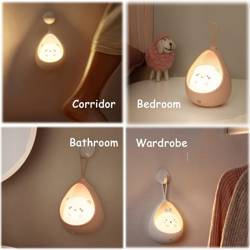 TriPro Cute Kitty Motion Sensor Night Light Wall Lamp,Rechargable,Bedroom Decoration for Kids Baby Toddler Teen Gift