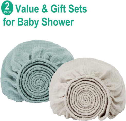 Boys-2 Pack 28"x 52" Muslin Fitted Crib Sheets for Girls & Soft Baby Mattress Sheet-No Slip Boho Neutral Breathable