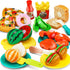 JASNKKONT 42 87 Set Items Pcs Cutting Play Kitchen for Kids, Pretend Cooking Fruit &Vegetables&Fast Food with Storage