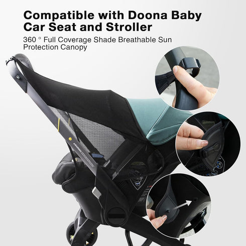 Stroller Sun Shade, Functional Sun Protection Extension Compatible with Doona Car Seat, 360 Sun Shade Baby Car Seat UV