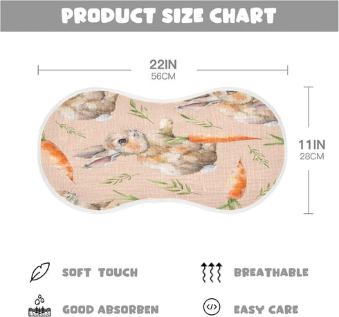 YETTASBIN Cute Bunny Muslin Baby Burp Cloth, Super Soft Absorbent Cotton Burp Rag Baby Bibs Feeding Cloth for Newborn