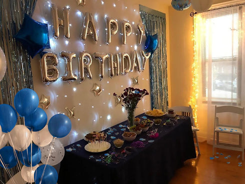 iPartycool 50Pcs Happy Birthday Balloon Decorations, 3D Reusable Aluminum Foil Banner and Balloons Set