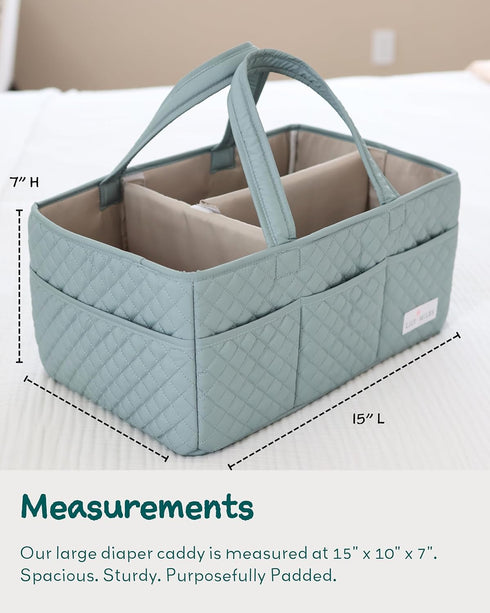 Lily Miles Baby Diaper Caddy Organizer, Quilted Nursery Storage Basket for Newborn Essentials and Diaper Changing