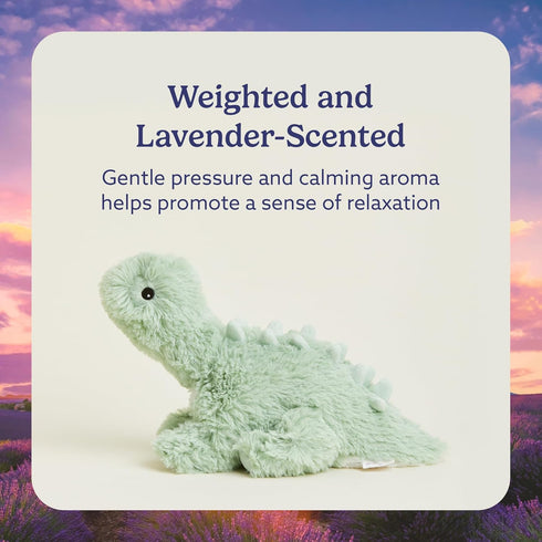 warmies Microwavable & Weighted Stuffed Animals, Green Long Neck Dinosaur - Heated Stuffed Animal Plushie for Warmth
