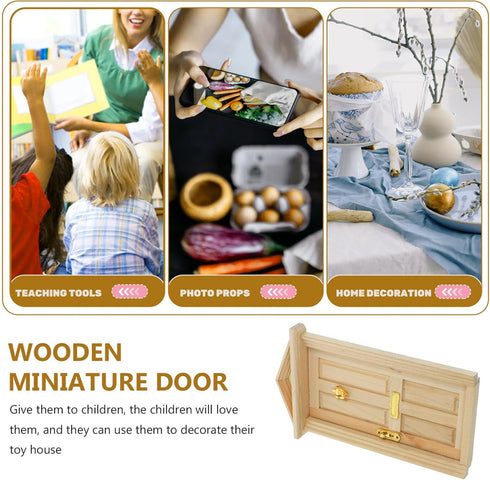 Wooden Dollhouse Door, Mini Wooden Door 1:12 Scale for Dolls DIY Dollhouse Furniture Accessories