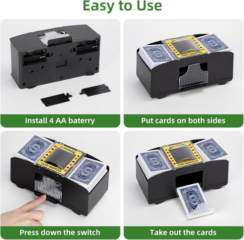Automatic Card Shuffler - Battery Operated for 1/2/4/6 Decks, Electric Shuffler for Poker & Casino Games