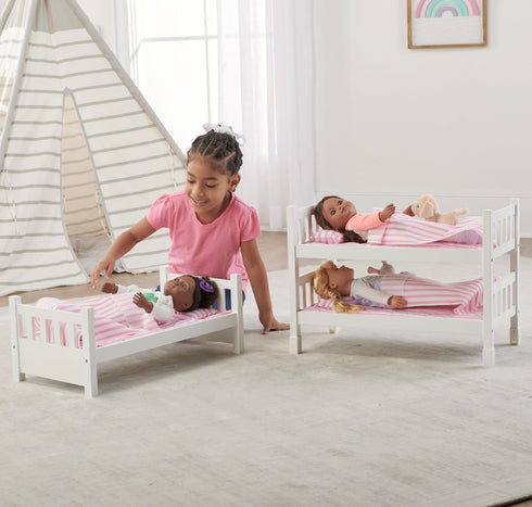 Badger Basket Pink Stripe Convertible Doll Bunk Bed with Storage Baskets & Personalization Kit for 20 inch Dolls
